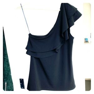 H&M one shoulder top - black size small